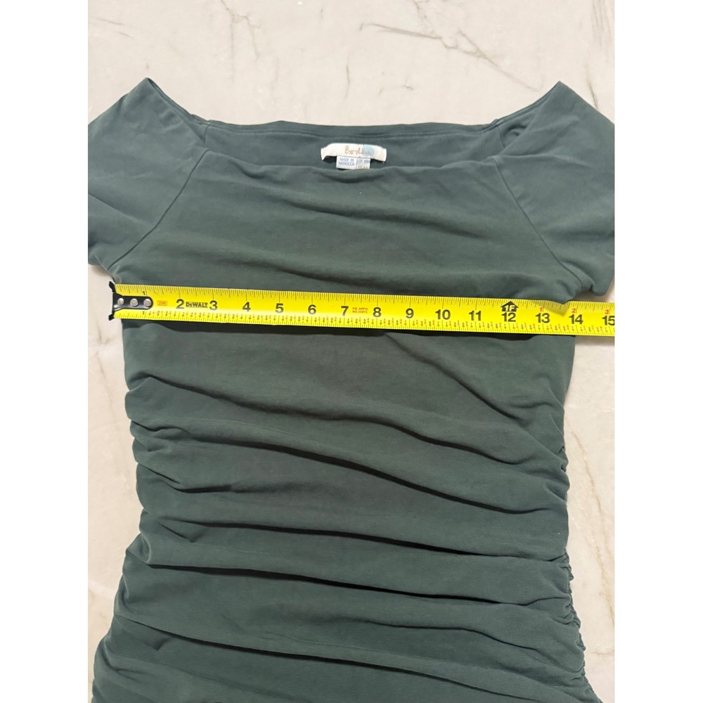 Boden Green Ruched Bodycon Dress Short Sleeve Boat Neck WW065 Size US 4R - Picture 6 of 8
